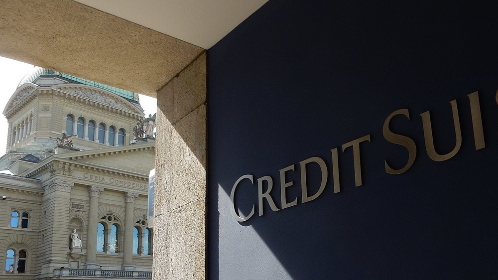 Blick auf das Bundeshaus aus der Credit Suisse Filiale 