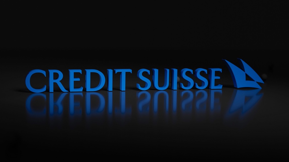 Logo Credit Suisse auf schwarzem Hintergrund